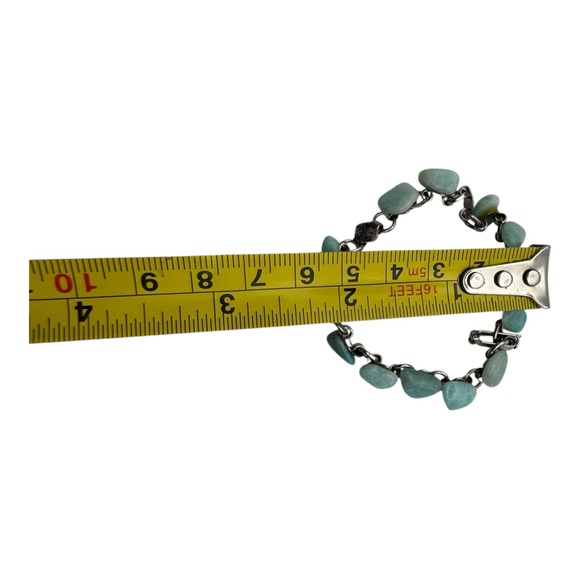 Vintage Amazonite Nugget Bracelet with Silvertone‎ Chain – Natural Blue-Green - Picture 4 of 4